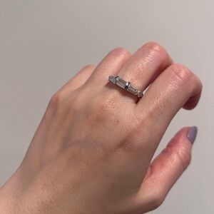 NWT Diamonique 14K Gold Baguette Engagement Ring